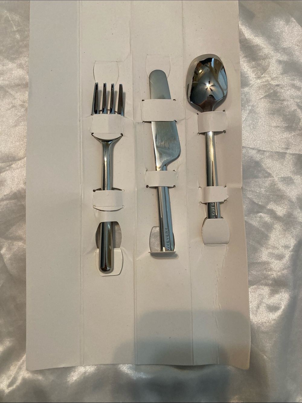 Polished Silver 3-Piece Flatware Set - Fork, Knife, Spoon